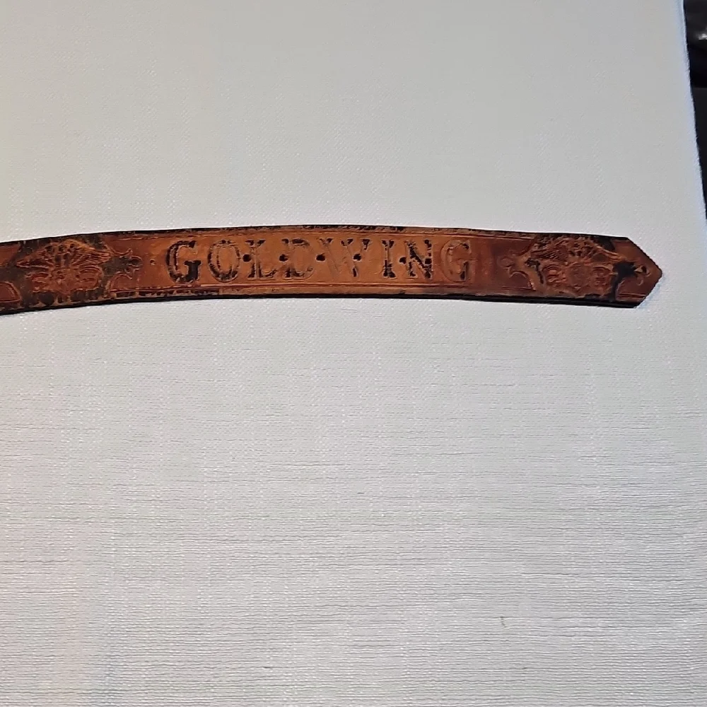 Vintage Honda Gold Wing Hand Tooled Leather Belt Alumaline BB-317 Eagle Buckle